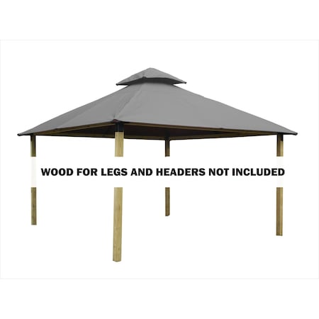 Superherostuff 12 sq. ft. Gazebo Roof Framing & Mounting Kit with Mist Gray Sundura Canopy PA3736146